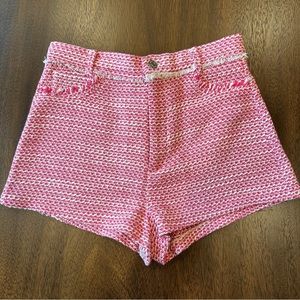 ZARA Pink & White Textured Shorts